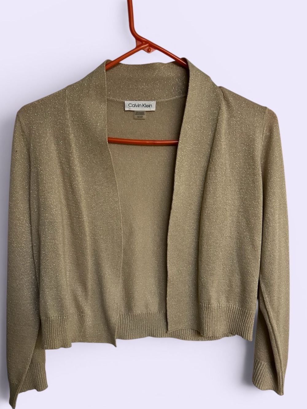 Calvin Klein Metallic Cropped Open-Front Cardigan BNWT